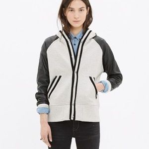 Madewell Varsity Leather Sleeve Jacket
